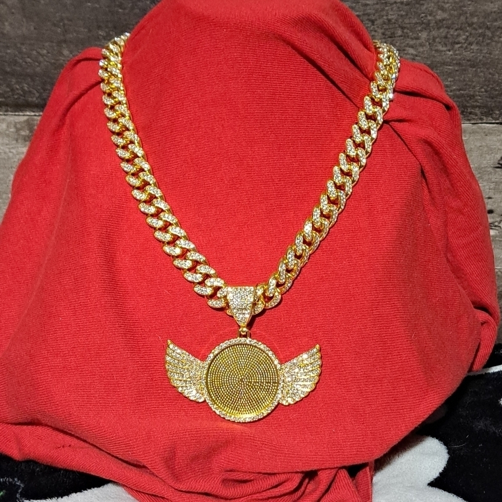 Customize pendant necklace bling gold plated can add picture